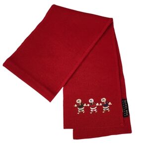 ROYAL MER BRETAGNE Red Wool Blend Embroidered Scarf with Dancing Figures – one s